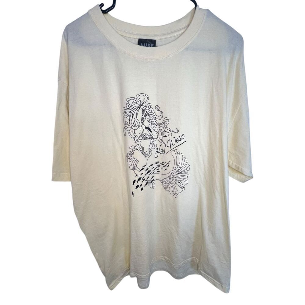 Luxe Butter Yellow Key West Mermaid Graphic Short Sleeve T-Shirt